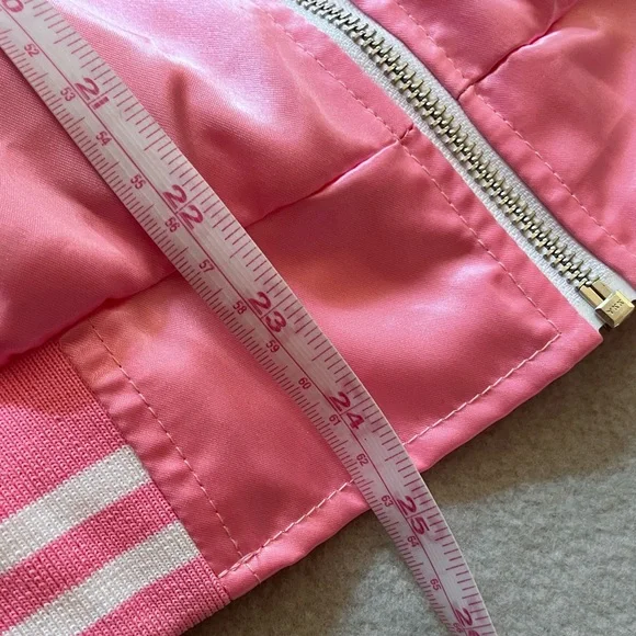 Love LaRouge Official Pink Satin “Death Before Dull Nails” Bomber Jacket Sz M - Picture 3 of 9